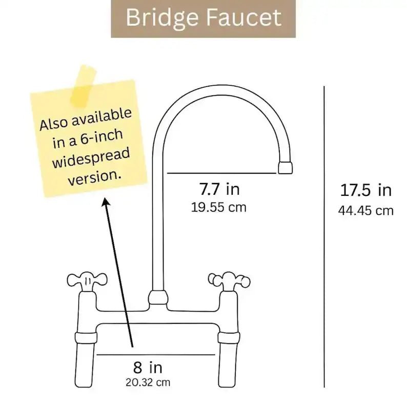 Unlacquered Brass Bridge Kitchen Faucet - Solid Brass Kitchen Tap - handcrafted luxury Kitchen Faucets for kitchen and bathroom interiors by Brooklyn Brass