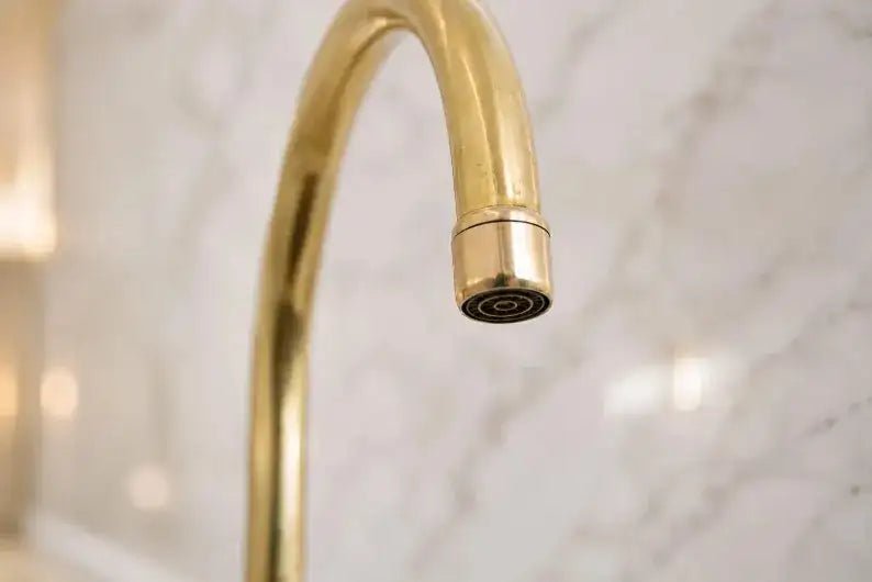 Unlacquered Brass Bridge Kitchen Faucet - Solid Brass Kitchen Tap - handcrafted luxury Kitchen Faucets for kitchen and bathroom interiors by Brooklyn Brass