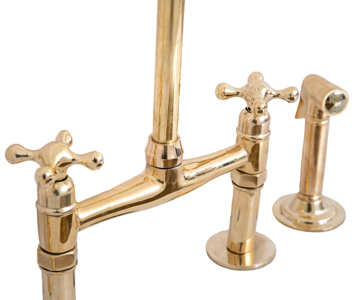 Unlacquered Brass Bridge Kitchen Faucet - Solid Brass Kitchen Tap - handcrafted luxury Kitchen Faucets for kitchen and bathroom interiors by Brooklyn Brass