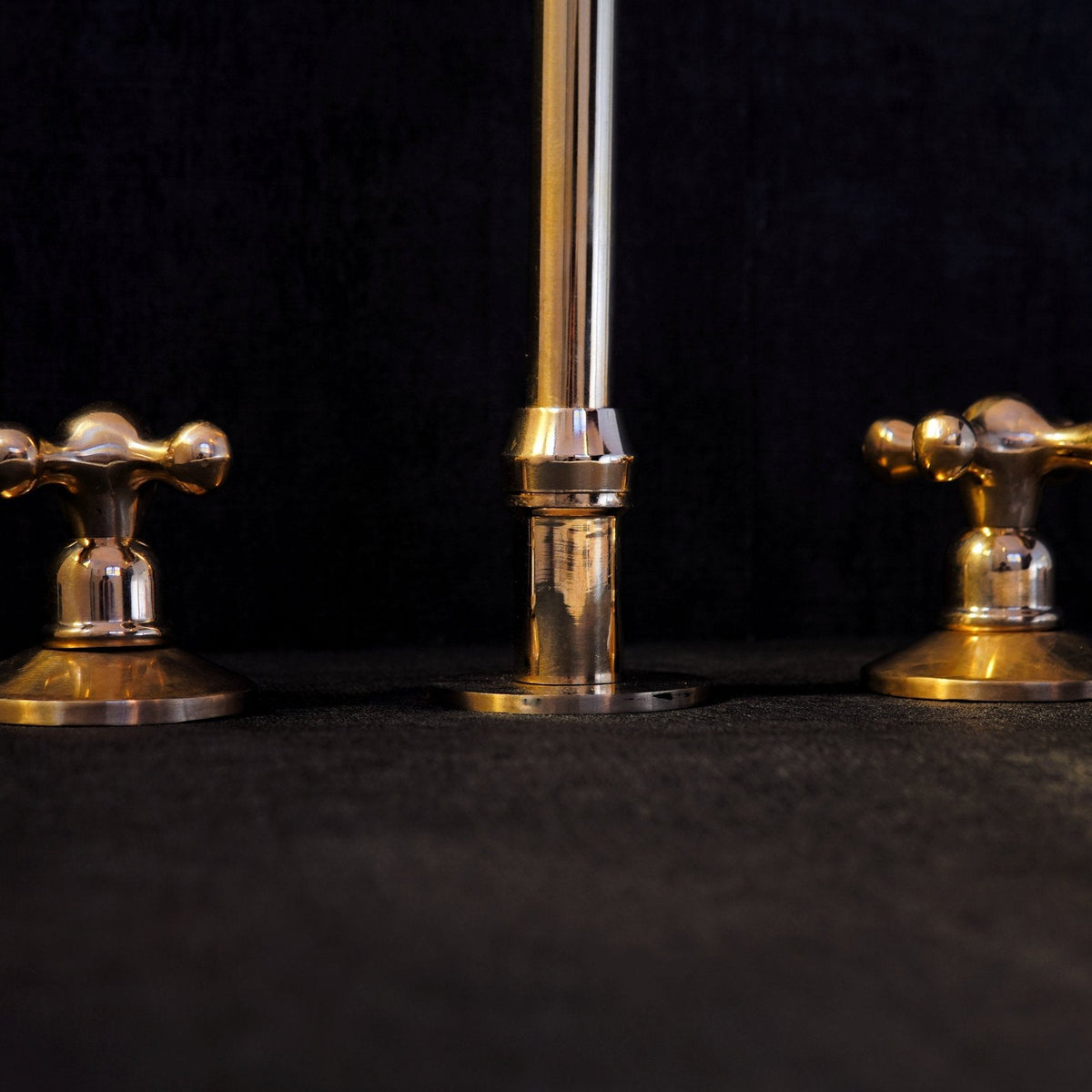 Unlacquered Brass Deck Mounted 3 Holes Faucet, Brass widespread Faucet for Bathroom and Kitchen - handcrafted luxury Kitchen Faucets for kitchen and bathroom interiors by Brooklyn Brass