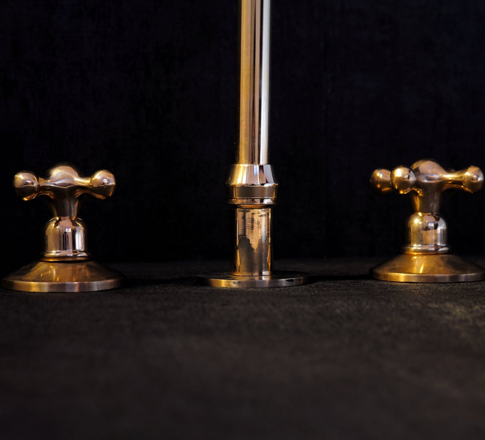 Unlacquered Brass Deck Mounted 3 Holes Faucet, Brass widespread Faucet for Bathroom and Kitchen - handcrafted luxury Kitchen Faucets for kitchen and bathroom interiors by Brooklyn Brass