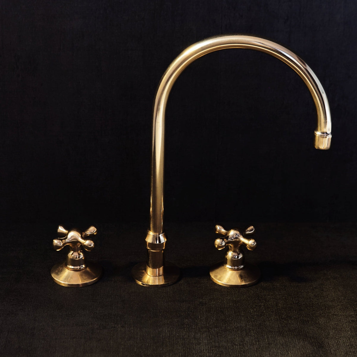 Unlacquered Brass Deck Mounted 3 Holes Faucet, Brass widespread Faucet for Bathroom and Kitchen - handcrafted luxury Kitchen Faucets for kitchen and bathroom interiors by Brooklyn Brass