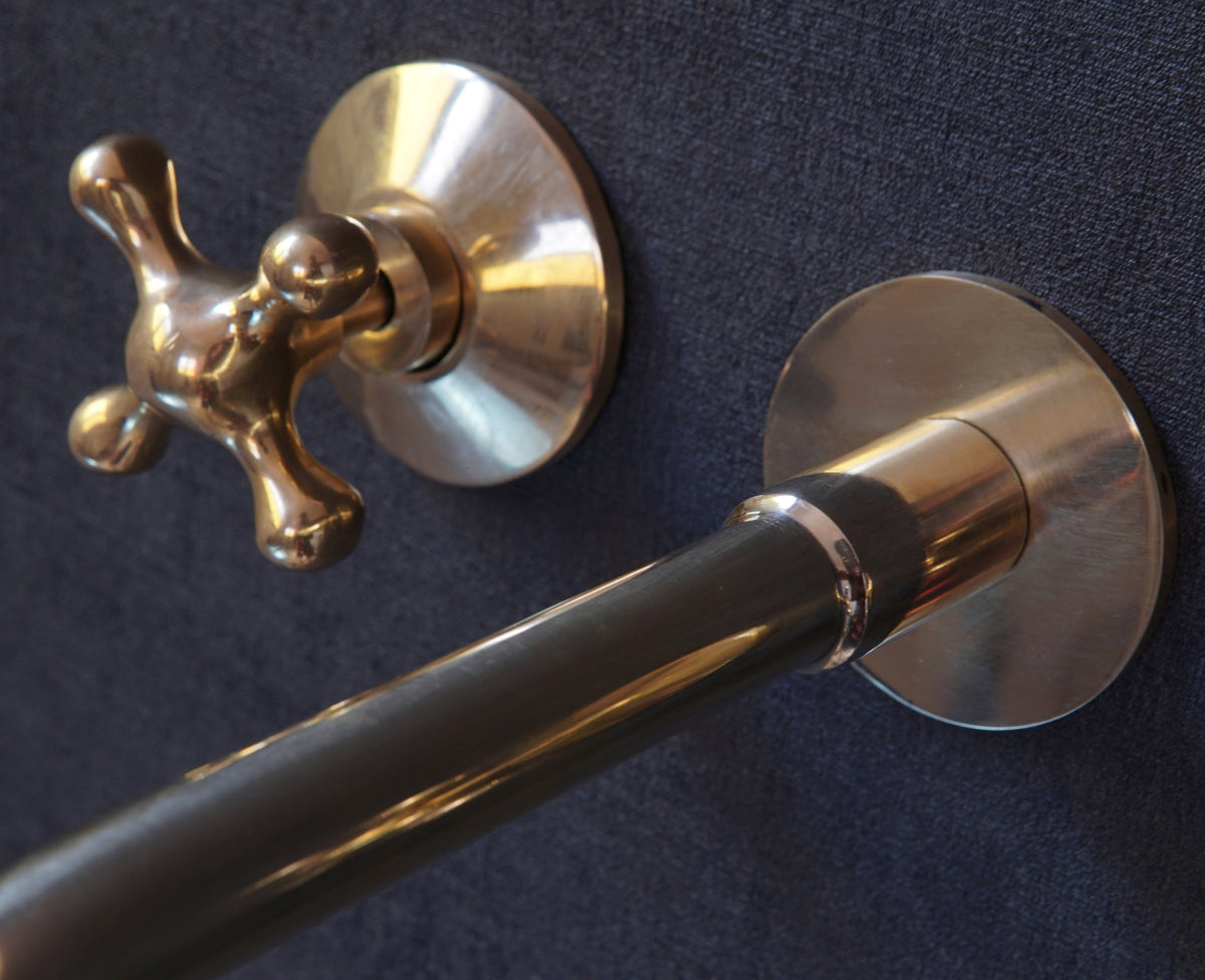 Unlacquered Brass Handcrafted Wall Mounted Faucet, Snake Style - handcrafted luxury Bathroom Faucets for kitchen and bathroom interiors by Brooklyn Brass