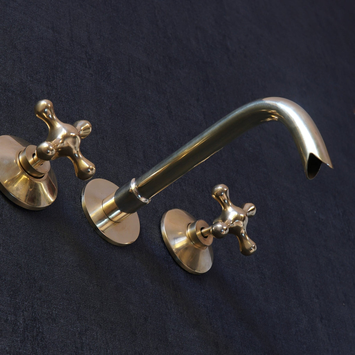 Unlacquered Brass Handcrafted Wall Mounted Faucet, Snake Style - handcrafted luxury Bathroom Faucets for kitchen and bathroom interiors by Brooklyn Brass