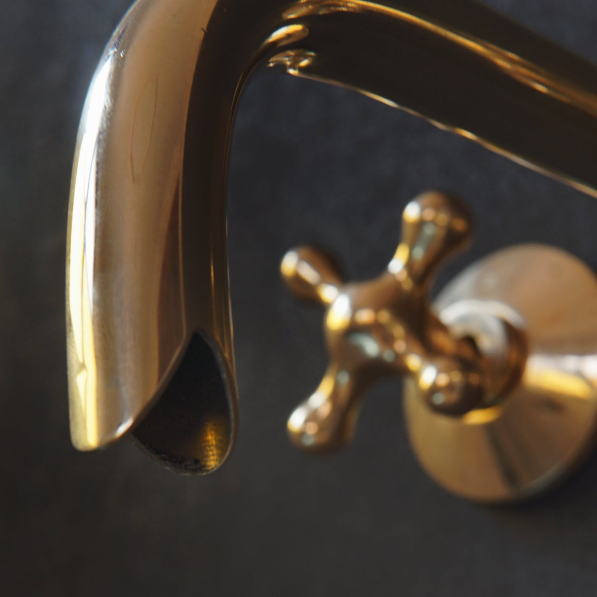 Unlacquered Brass Handcrafted Wall Mounted Faucet, Snake Style - handcrafted luxury Bathroom Faucets for kitchen and bathroom interiors by Brooklyn Brass
