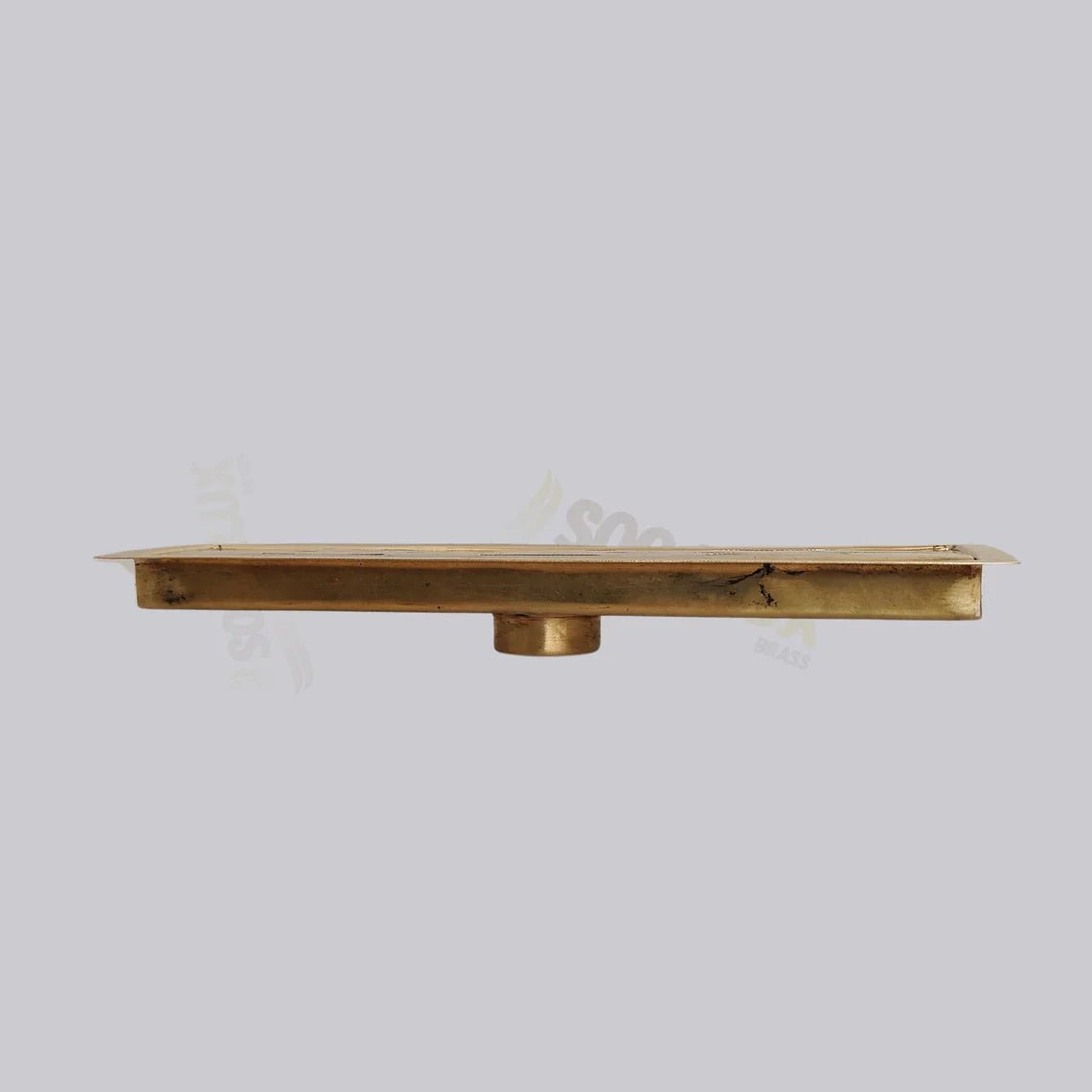 Unlacquered Brass Linear Floor Drain for Modern Bathrooms - handcrafted luxury Hardware and Drains for kitchen and bathroom interiors by Brooklyn Brass