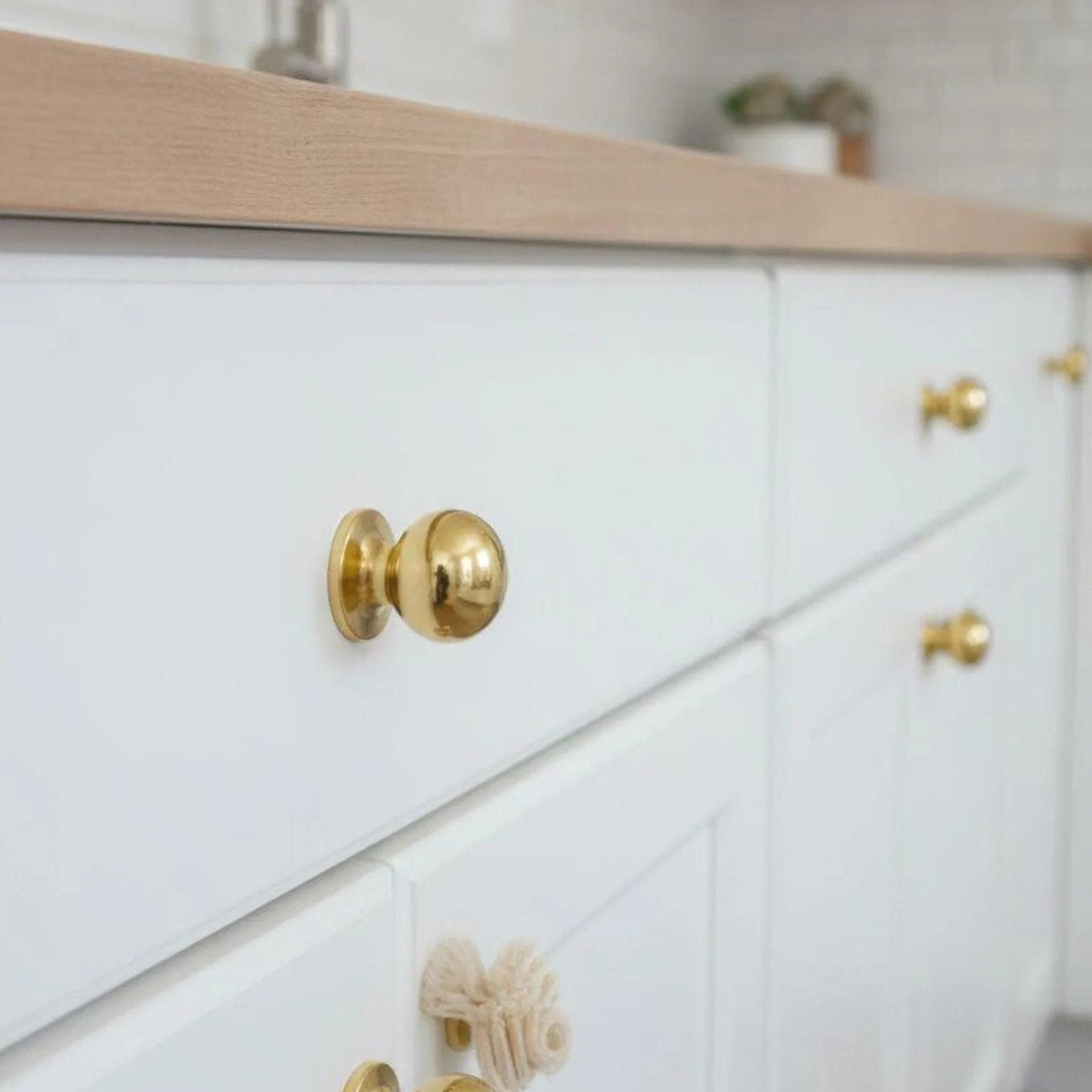 Unlacquered Brass Round Cabinet Knobs – Solid Brass Drawer Knobs - handcrafted luxury Hardware and Drains for kitchen and bathroom interiors by Brooklyn Brass
