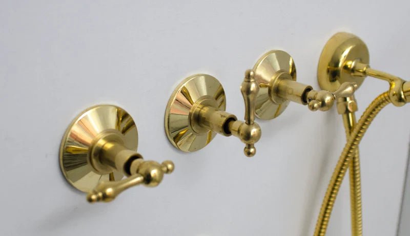 Unlacquered Brass Shower – Rain Shower Set - handcrafted luxury Shower Systems for kitchen and bathroom interiors by Brooklyn Brass