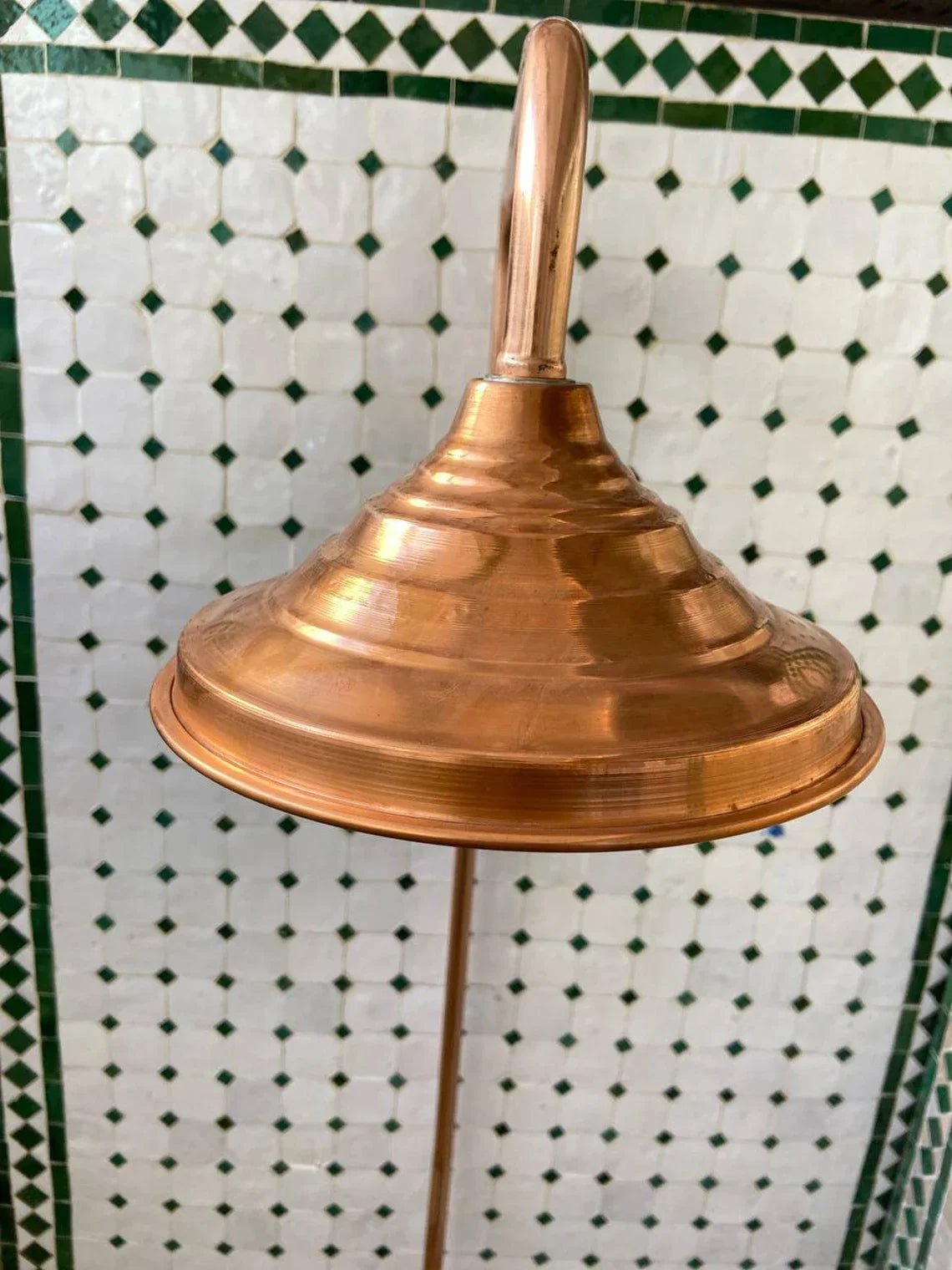 Unlacquered Brass Shower System, Vintage Head Combo, Exposed Pipe - handcrafted luxury Shower Systems for kitchen and bathroom interiors by Brooklyn Brass