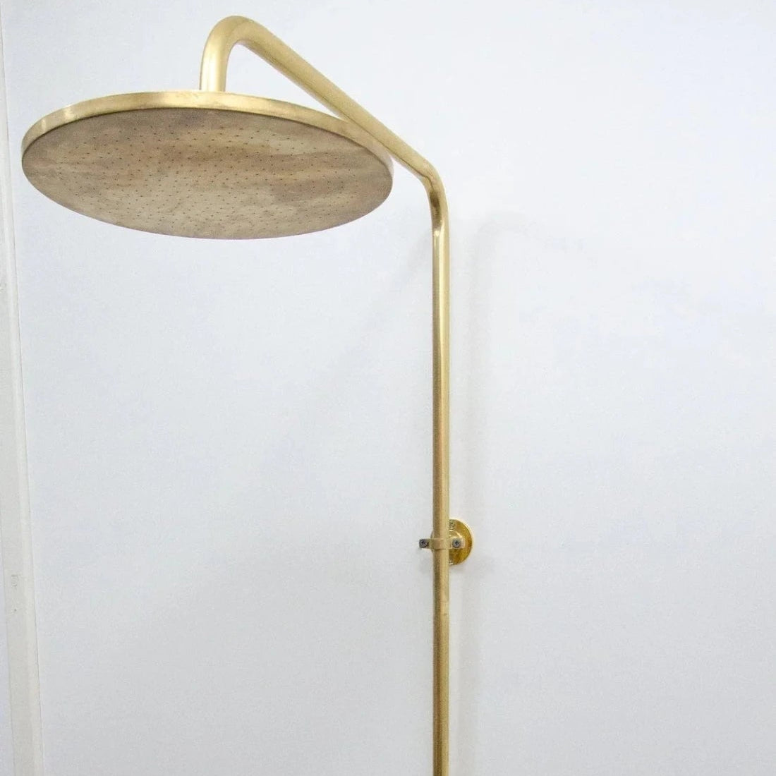 Unlacquered Brass Shower System, Vintage Head Combo, Exposed Pipe - handcrafted luxury Shower Systems for kitchen and bathroom interiors by Brooklyn Brass