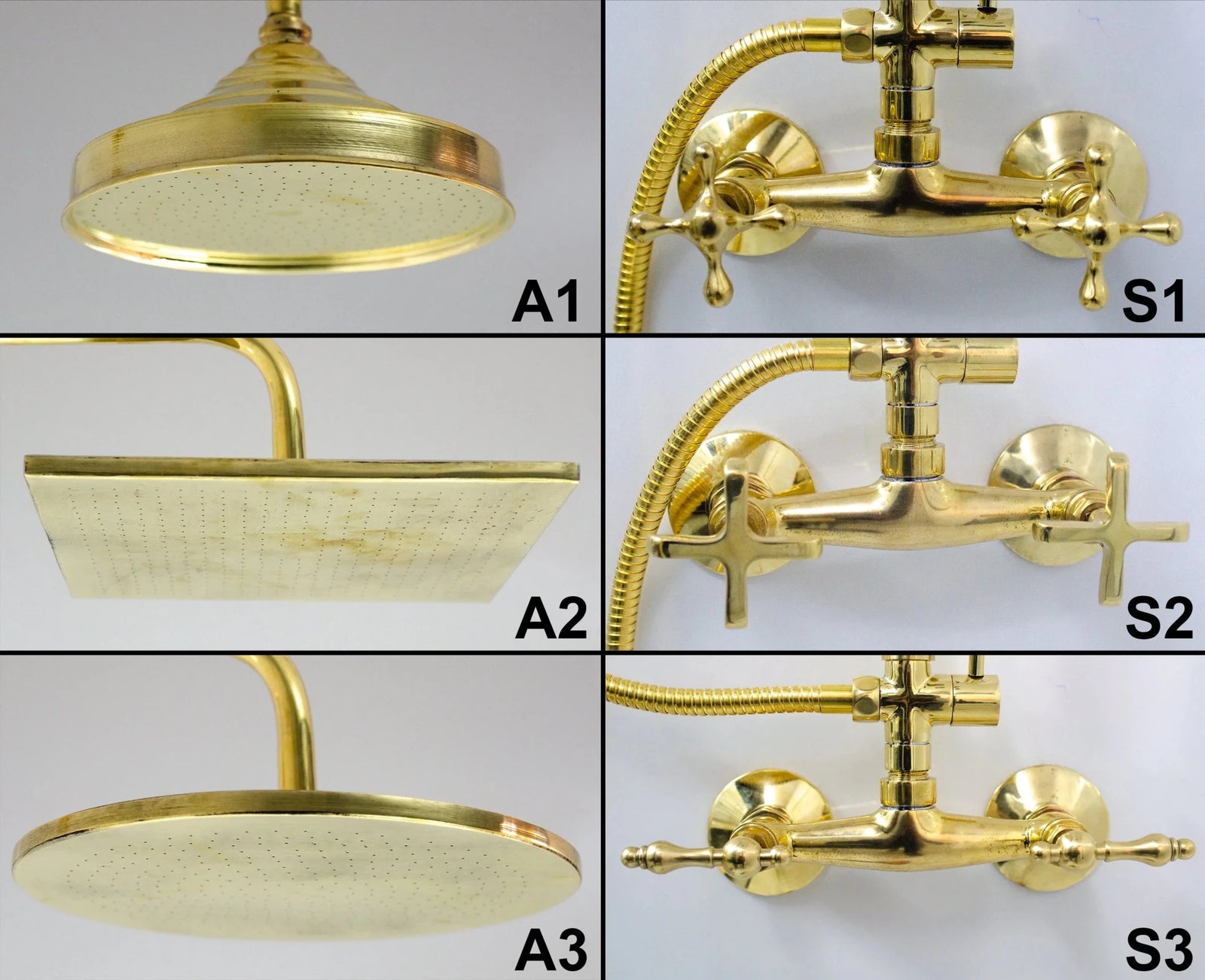 Unlacquered Brass Shower System with Handheld - Solid Brass Exposed Shower - handcrafted luxury Shower Systems for kitchen and bathroom interiors by Brooklyn Brass