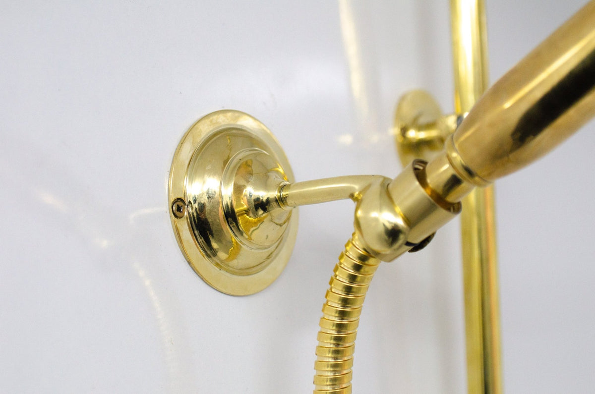 Unlacquered Brass Shower System with Handheld - Solid Brass Exposed Shower - handcrafted luxury Shower Systems for kitchen and bathroom interiors by Brooklyn Brass