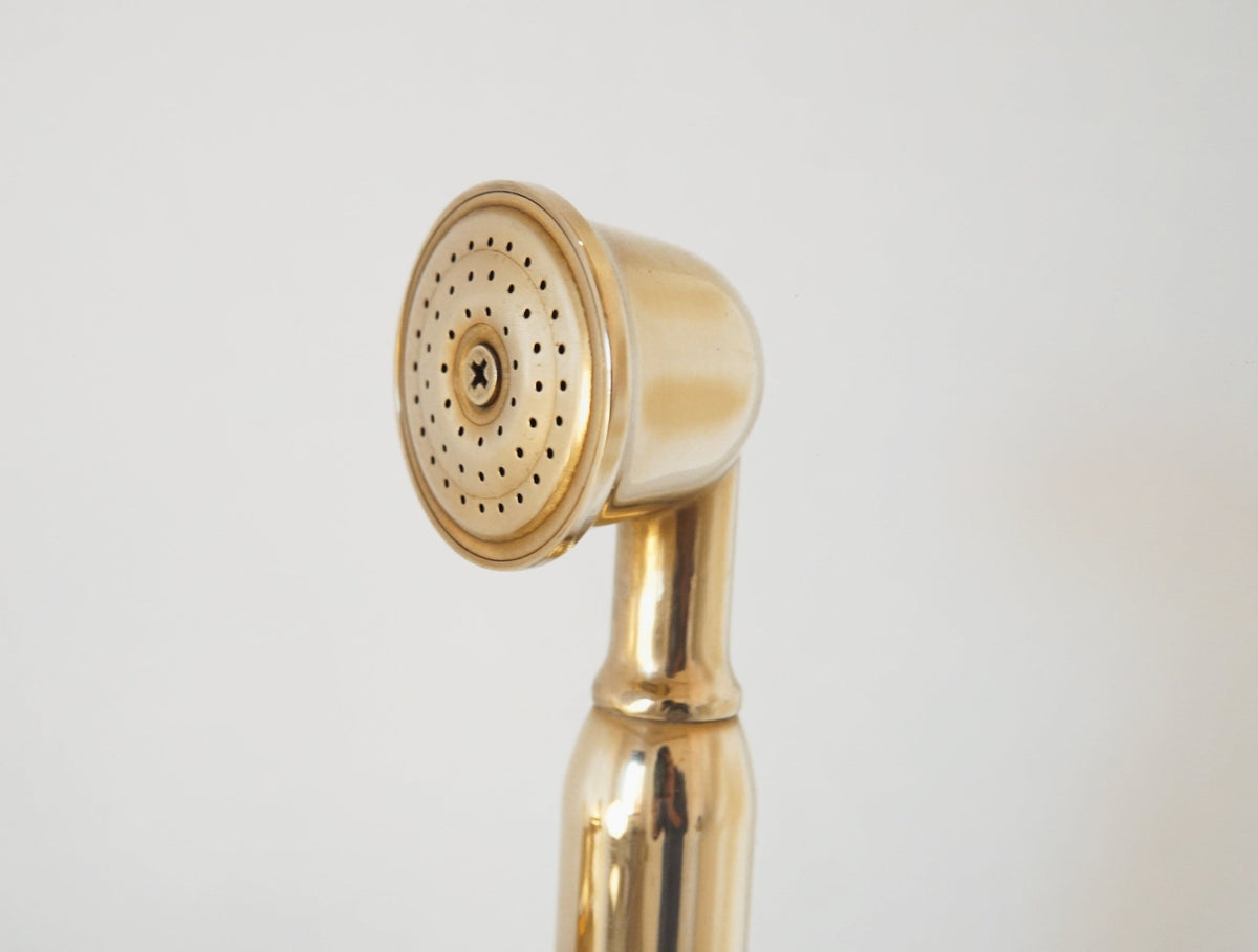 Unlacquered Brass Shower System with Handheld - Solid Brass Exposed Shower - handcrafted luxury Showers for kitchen and bathroom interiors by Brooklyn Brass