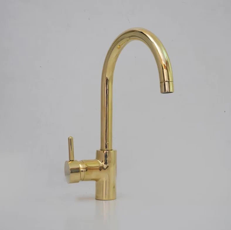 Unlacquered Brass Single Hole Basin Faucet, Antique Brass Sink Mixer Tap, Bar Prep Faucet - handcrafted luxury Kitchen Faucets for kitchen and bathroom interiors by Brooklyn Brass