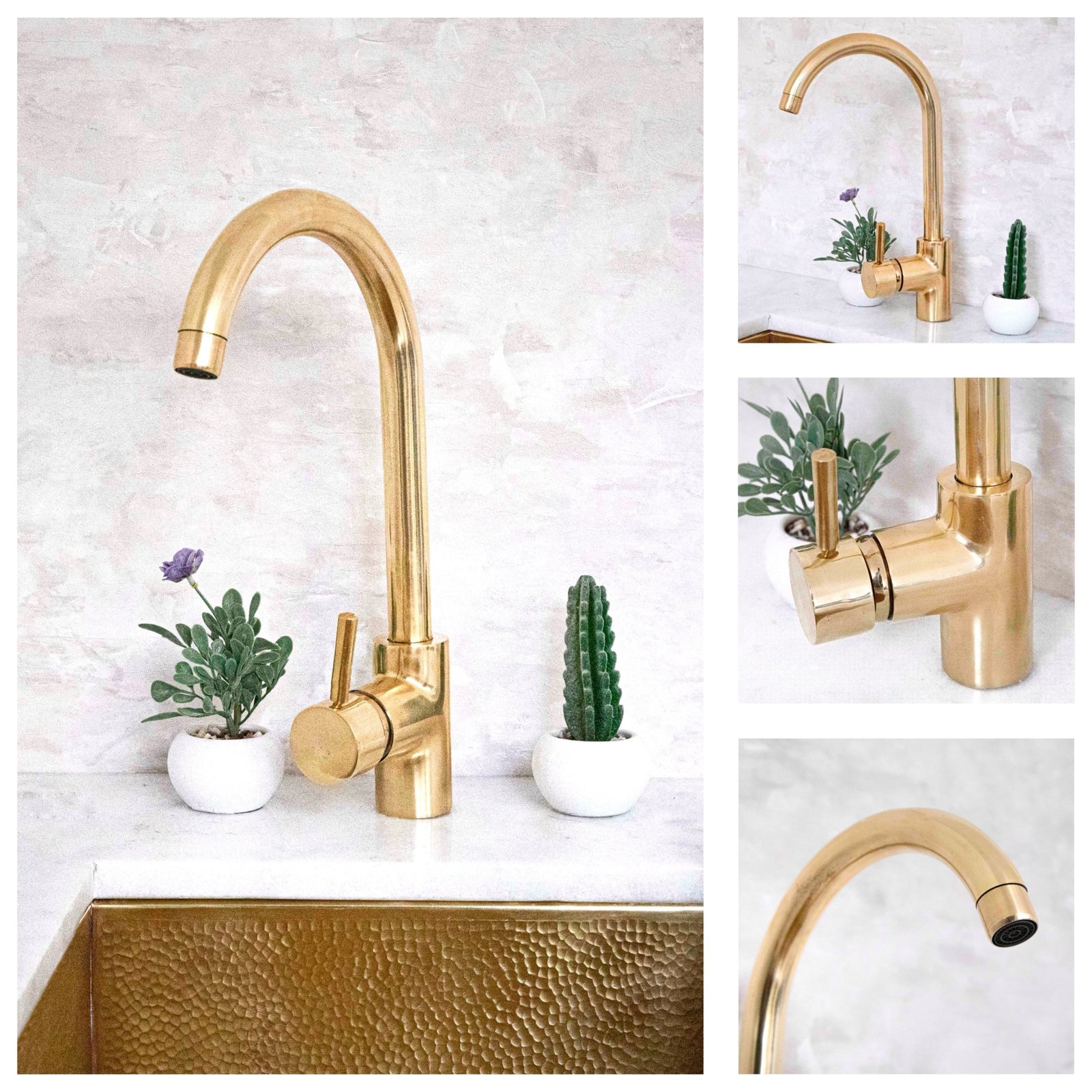 Unlacquered Brass Single Hole Basin Faucet, Brass Mixer Tap, Bar Prep faucet - handcrafted luxury Kitchen Faucets for kitchen and bathroom interiors by Brooklyn Brass