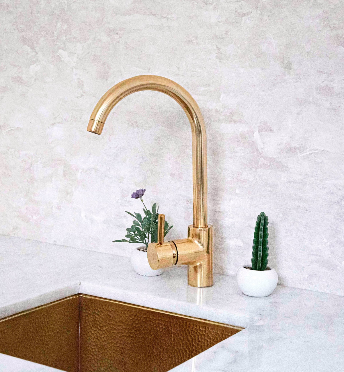 Unlacquered Brass Single Hole Basin Faucet, Brass Mixer Tap, Bar Prep faucet - handcrafted luxury Kitchen Faucets for kitchen and bathroom interiors by Brooklyn Brass
