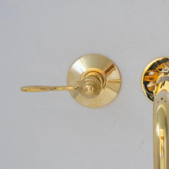 Unlacquered Brass Wall Mount Built In Bathroom Vanity Sink Faucet - handcrafted luxury Bathroom Faucets for kitchen and bathroom interiors by Brooklyn Brass