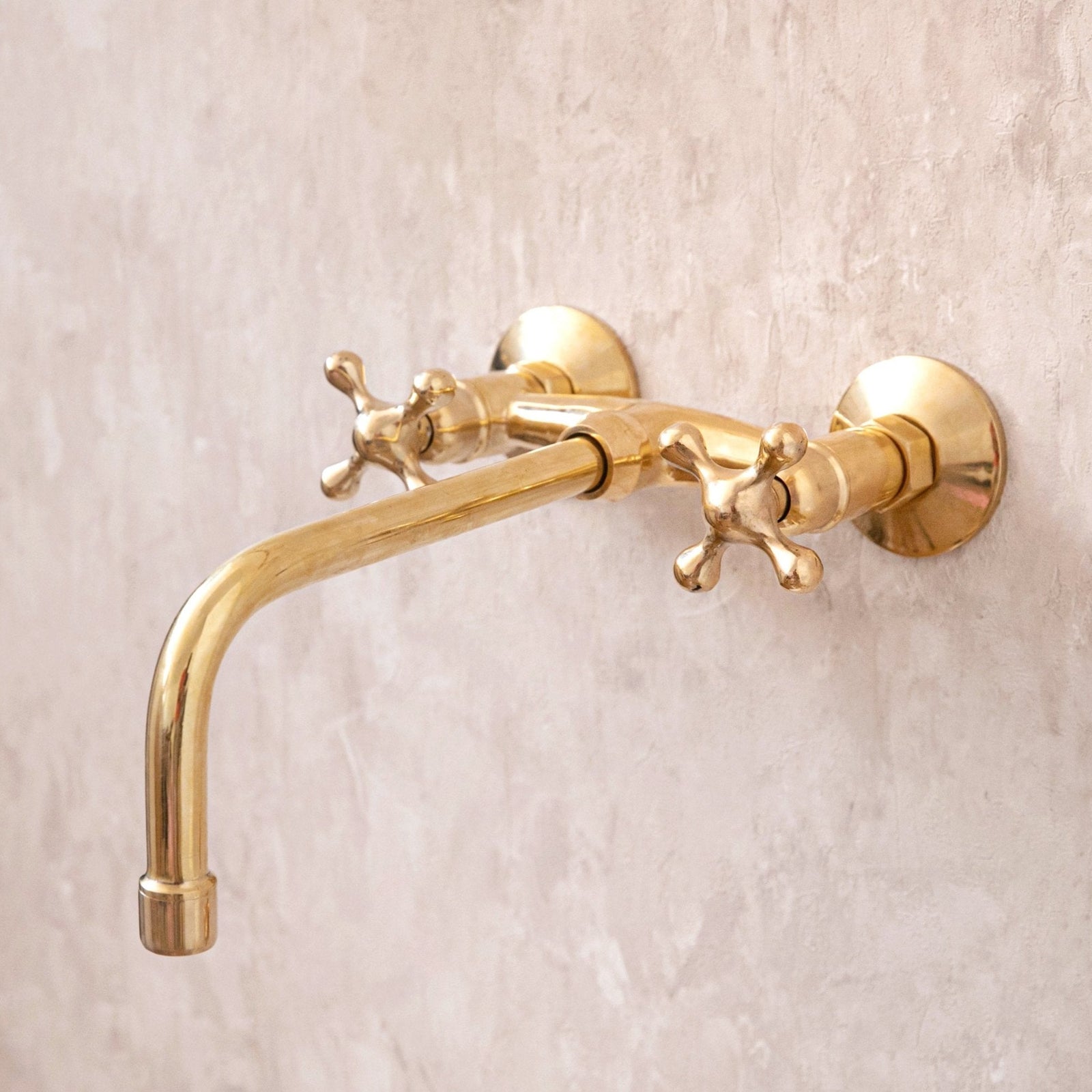Unlacquered Brass Wall Mount Faucet for Bathroom and Kitchen - handcrafted luxury Kitchen Faucets for kitchen and bathroom interiors by Brooklyn Brass