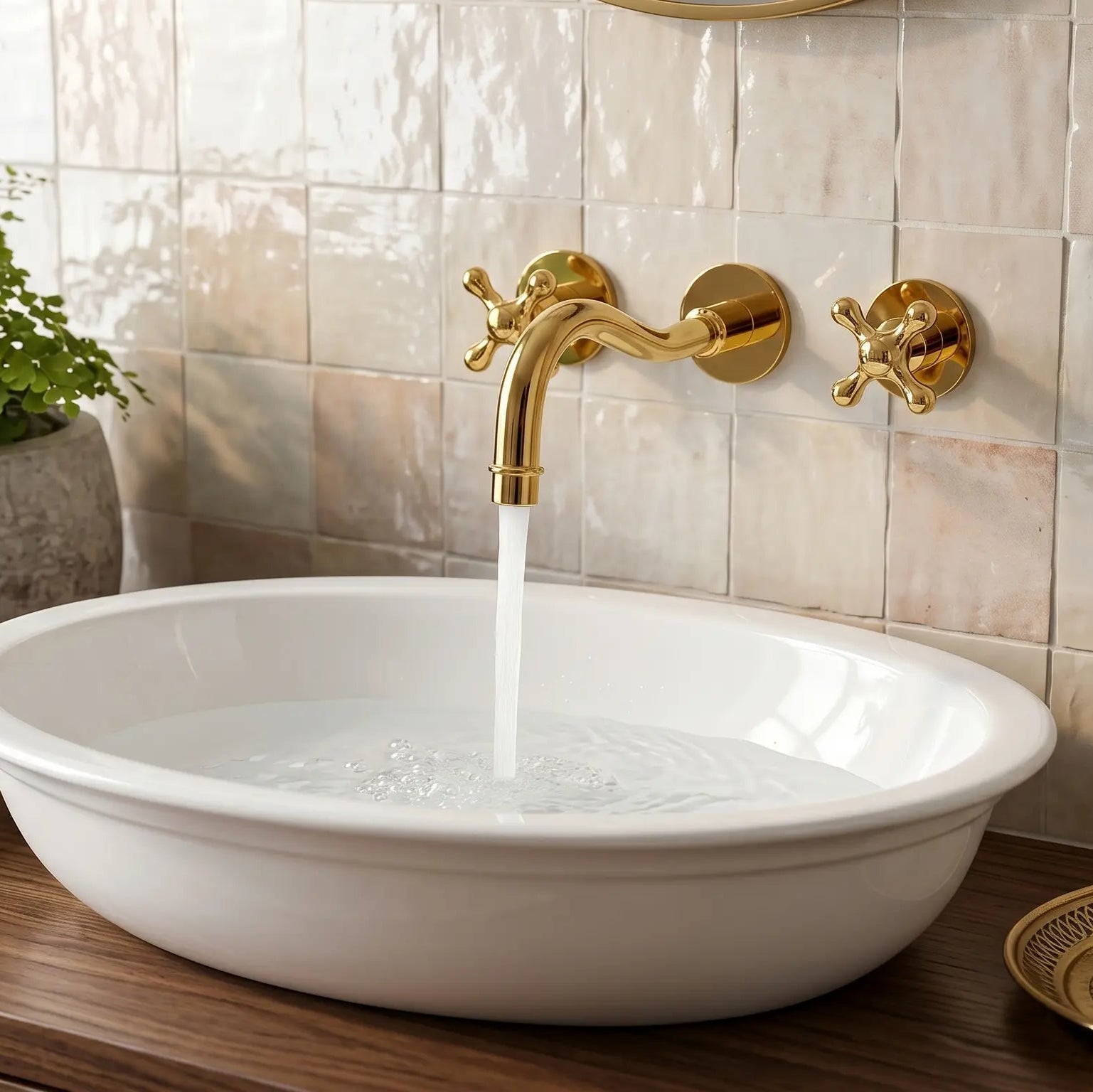 Unlacquered Brass Wall Mount Faucet/Solid Brass Bathroom / Kitchen Faucet - handcrafted luxury Kitchen Faucets for kitchen and bathroom interiors by Brooklyn Brass