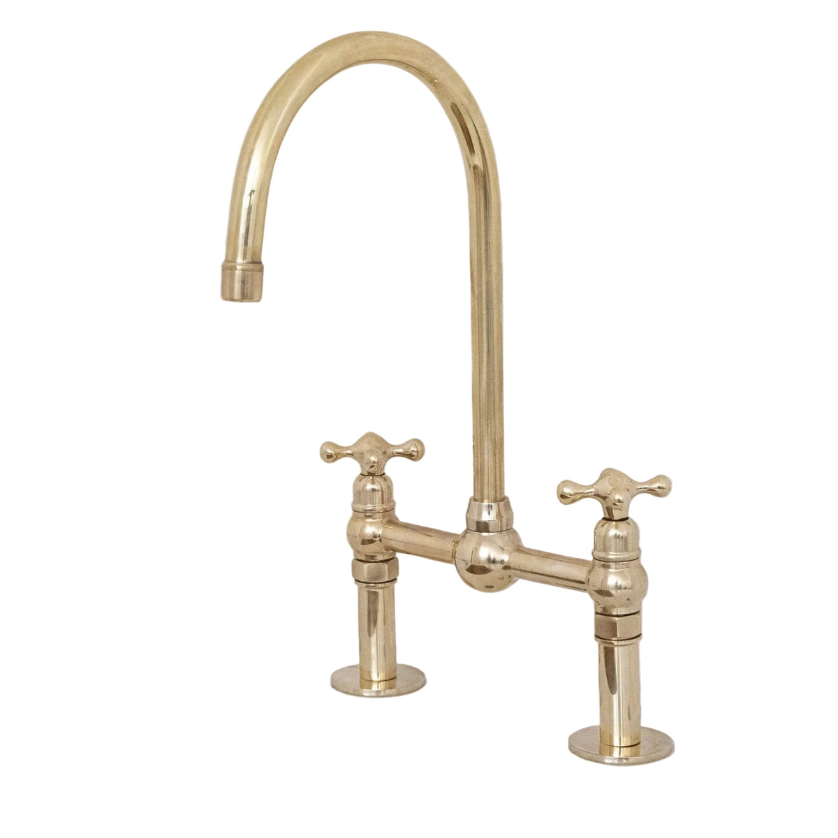 Unlacquered Solid Brass Bridge Faucet, Vintage Kitchen Sink Tap - handcrafted luxury Kitchen Faucets for kitchen and bathroom interiors by Brooklyn Brass