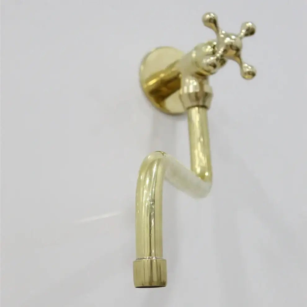 Unlacquered Solid Brass Pot Filler Faucet - Wall Mounted Kitchen Stove Pot - handcrafted luxury Kitchen Faucets for kitchen and bathroom interiors by Brooklyn Brass
