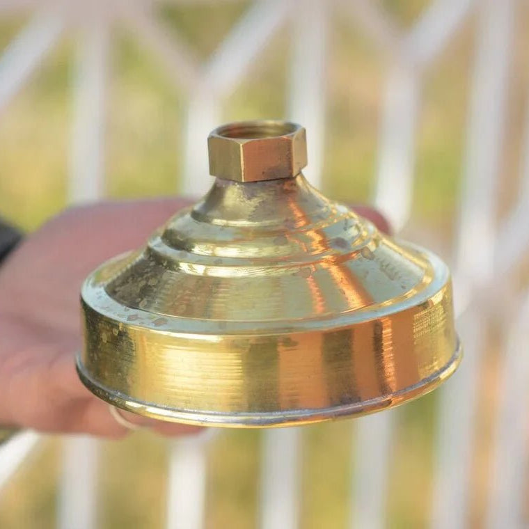 Unlacquered Solid Brass Rain Shower Head, Vintage Showerhead, Works Outdoor - handcrafted luxury Shower Systems for kitchen and bathroom interiors by Brooklyn Brass
