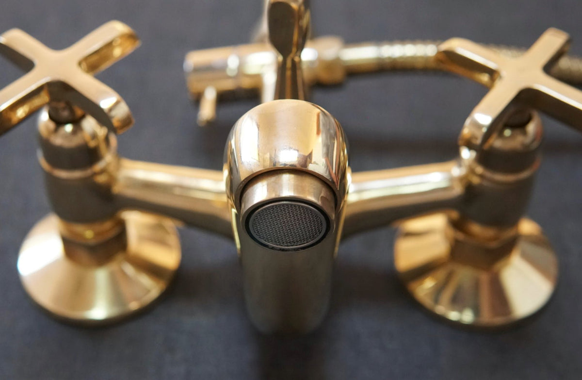 Unlacquered Solid Brass Shower, Shower System With Tub Filler - handcrafted luxury Showers for kitchen and bathroom interiors by Brooklyn Brass