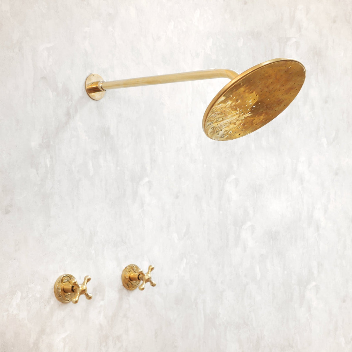 Unlacquered Solid Brass Shower System - handcrafted luxury Showers for kitchen and bathroom interiors by Brooklyn Brass