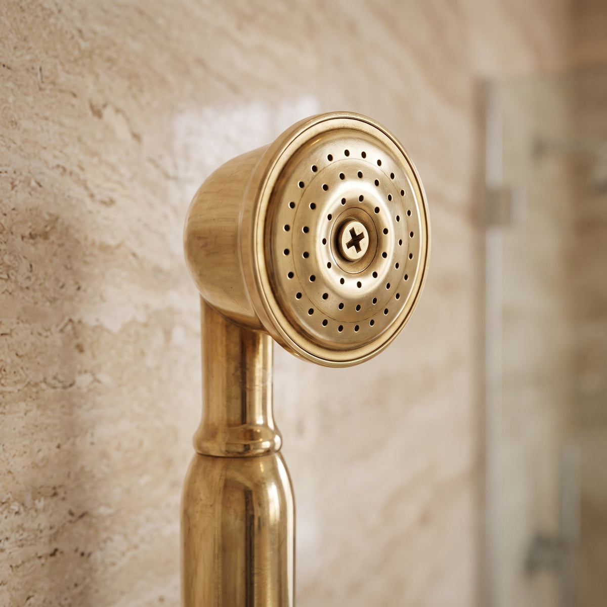 Unlacquered Solid Brass Shower System, Rainfall And Handheld Shower Set - handcrafted luxury Showers for kitchen and bathroom interiors by Brooklyn Brass