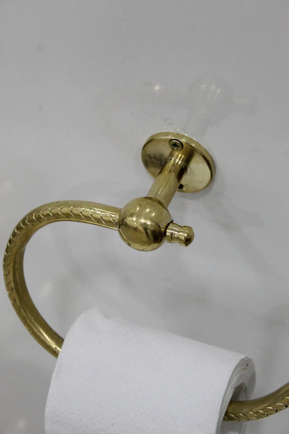 Unlacquered Solid Brass Toilet Paper Holder - handcrafted luxury Hardware and Drains for kitchen and bathroom interiors by Brooklyn Brass