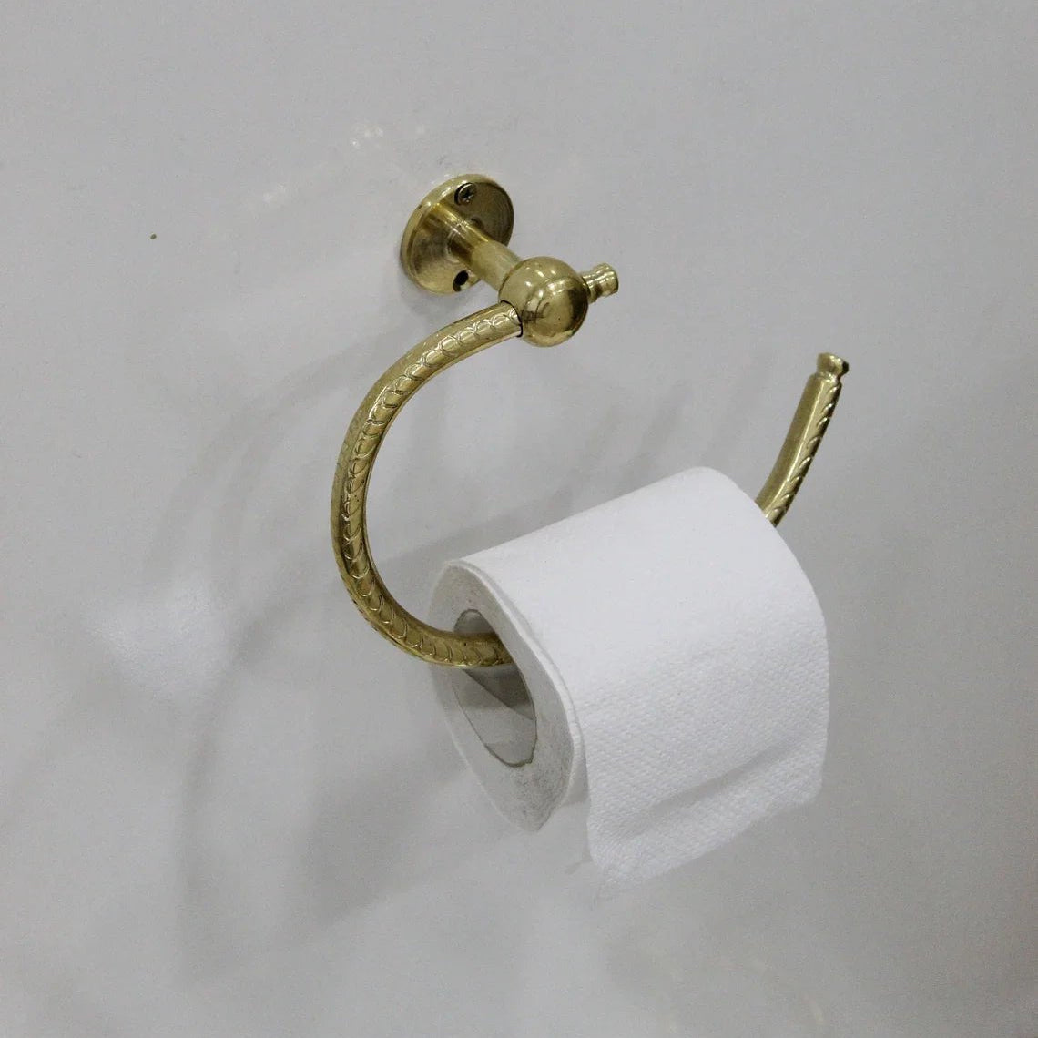 Unlacquered Solid Brass Toilet Paper Holder - handcrafted luxury Hardware and Drains for kitchen and bathroom interiors by Brooklyn Brass