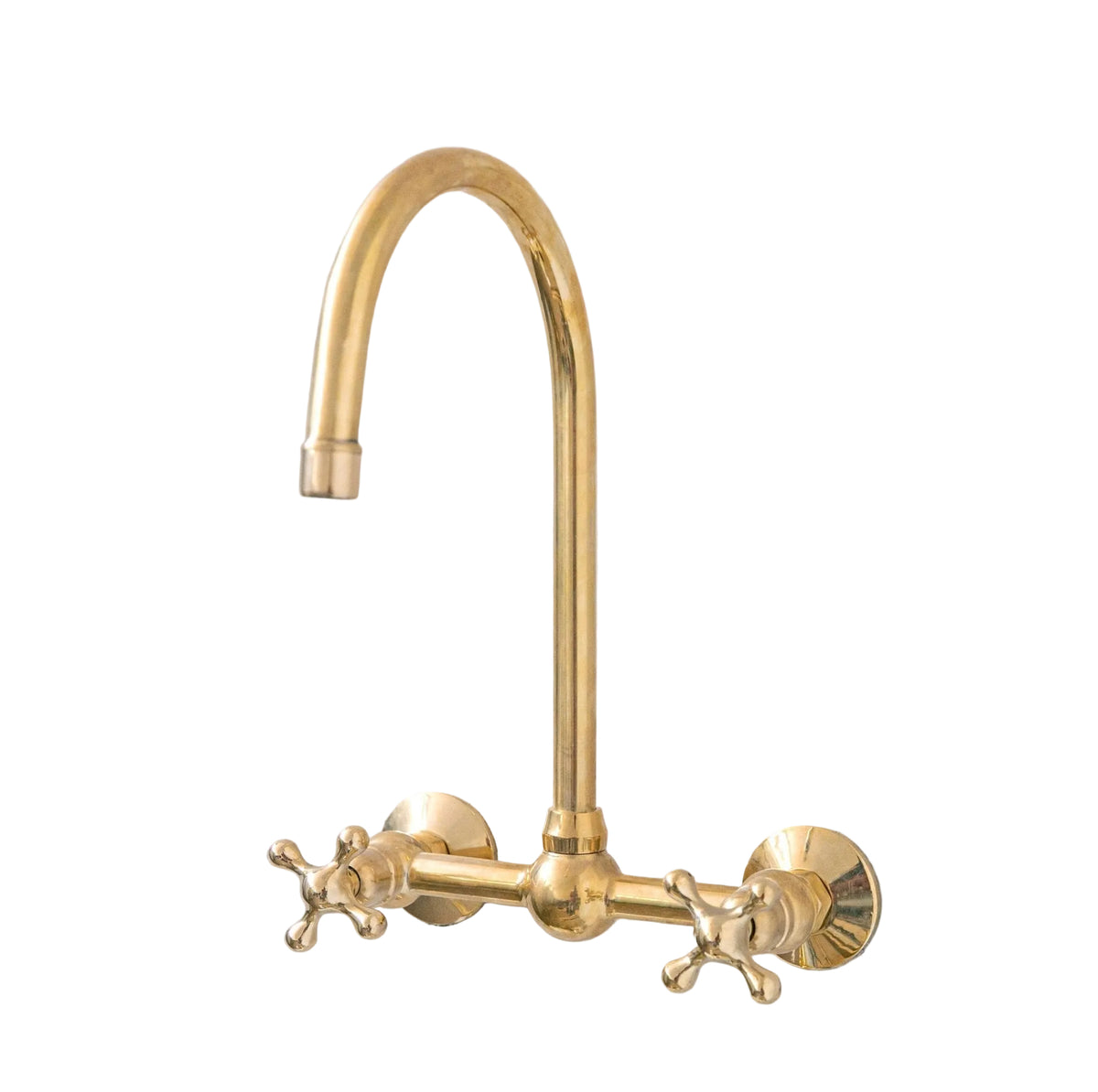 Unlacquered Wall Mounted Brass Gooseneck Faucet for Bathroom and Kitchen - handcrafted luxury Kitchen Faucets for kitchen and bathroom interiors by Brooklyn Brass