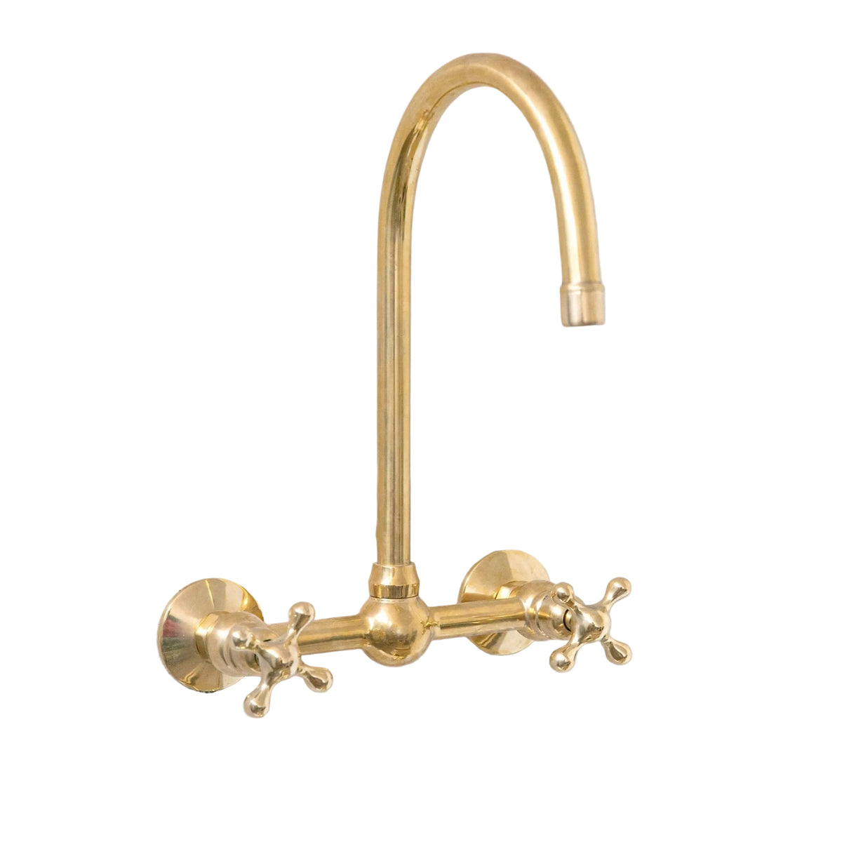 Unlacquered Wall Mounted Brass Gooseneck Faucet for Bathroom and Kitchen - handcrafted luxury Kitchen Faucets for kitchen and bathroom interiors by Brooklyn Brass