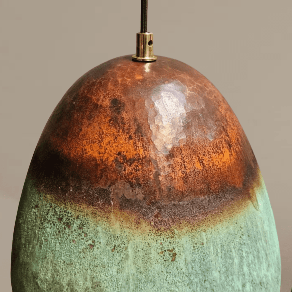 Verdigris Copper Bell Pendant – Green Patina Oxidized Ceiling Fixture - handcrafted luxury for kitchen and bathroom interiors by Brooklyn Brass