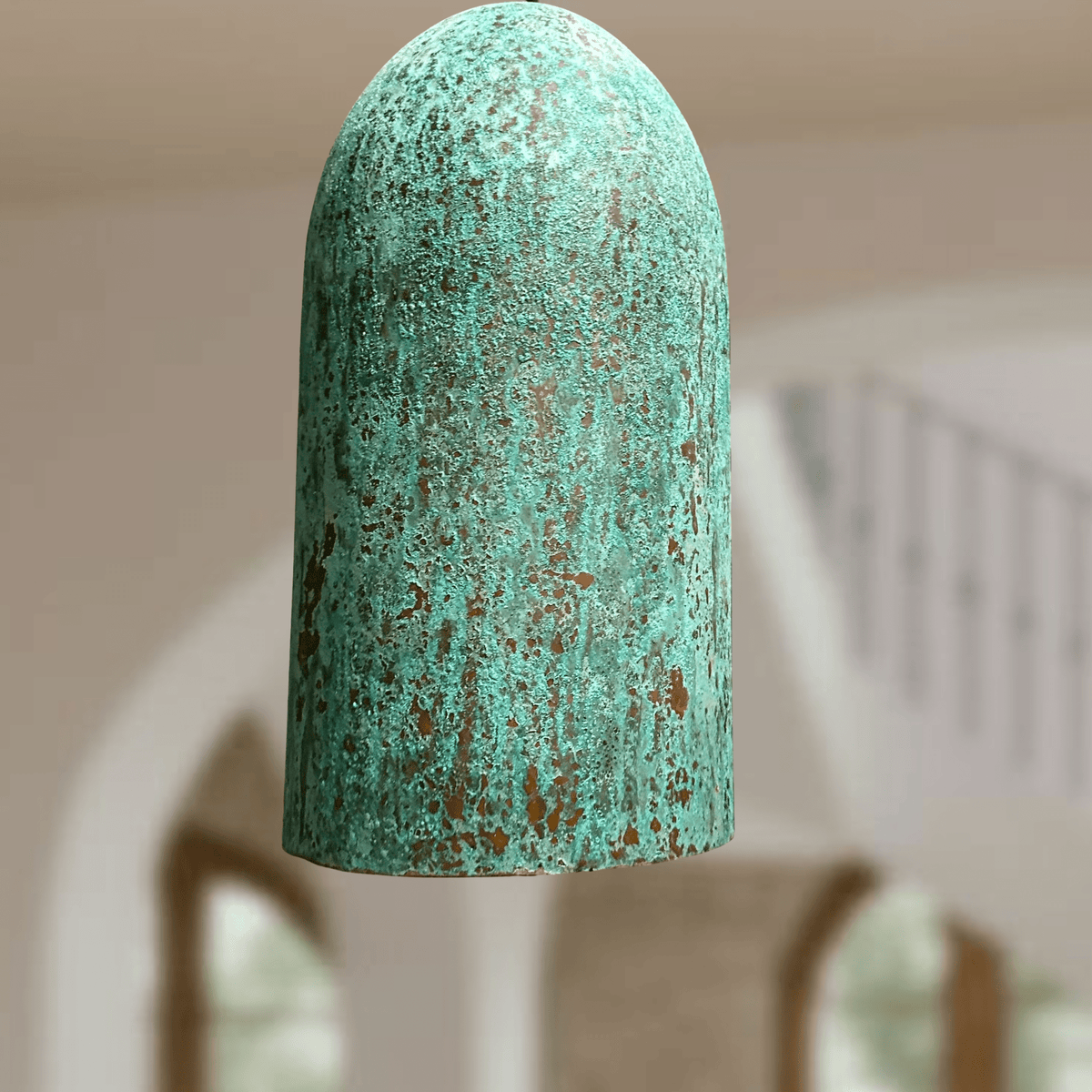 Verdigris Copper Cylinder Pendant – Tall Green Patina Light for Kitchens - handcrafted luxury for kitchen and bathroom interiors by Brooklyn Brass