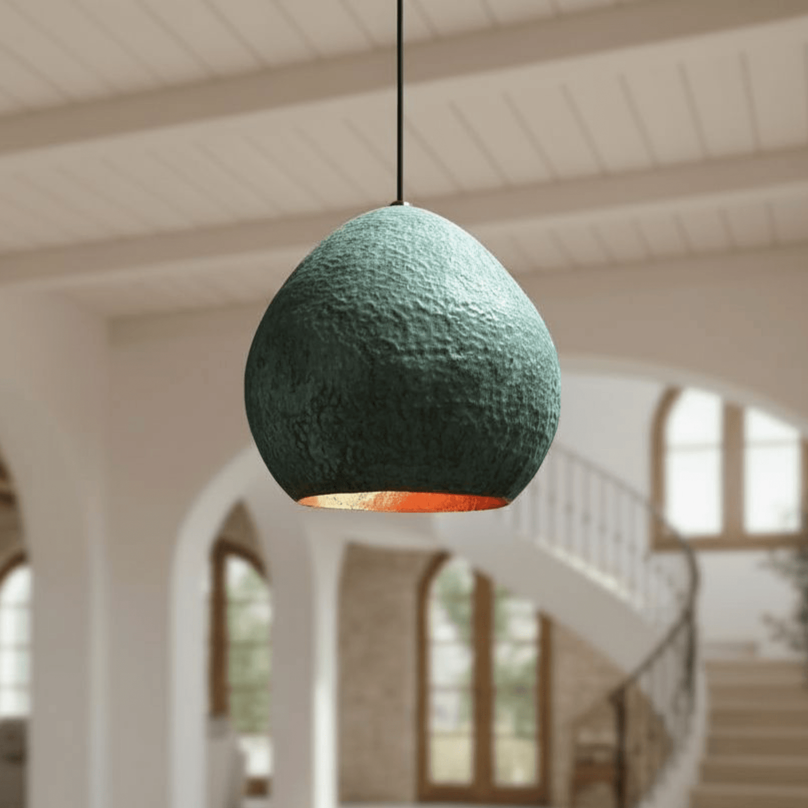Verdigris Copper Dome Pendant – Green Patina Ceiling Light for Rustic Decor - handcrafted luxury for kitchen and bathroom interiors by Brooklyn Brass