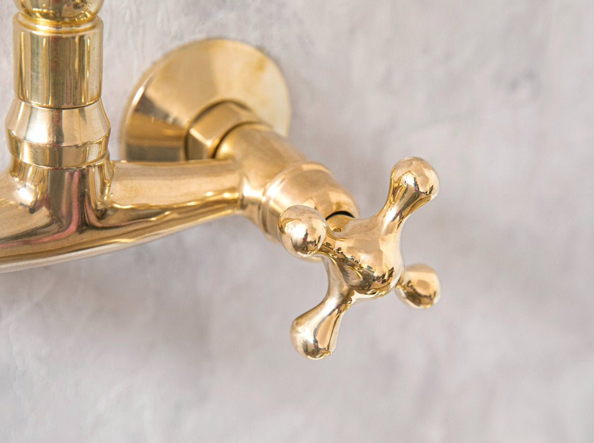Wall Mounted Brass Antique Faucet for Bathroom and Kitchen - handcrafted luxury Kitchen Faucets for kitchen and bathroom interiors by Brooklyn Brass
