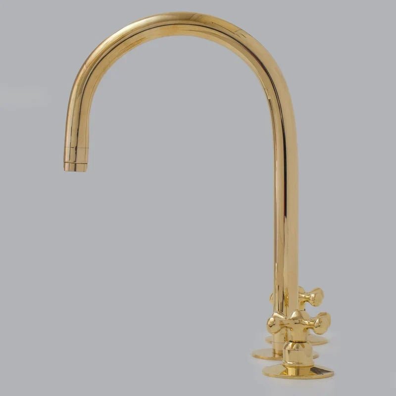 Widespread 3 Holes Solid Brass Faucet, Antique Brass Kitchen Deck Mounted Faucet (Copy) - handcrafted luxury Kitchen Faucets for kitchen and bathroom interiors by Brooklyn Brass