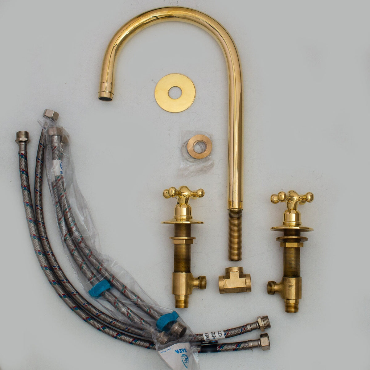 Widespread 3 Holes Solid Brass Faucet, Antique Brass Kitchen Deck Mounted Faucet (Copy) - handcrafted luxury Kitchen Faucets for kitchen and bathroom interiors by Brooklyn Brass