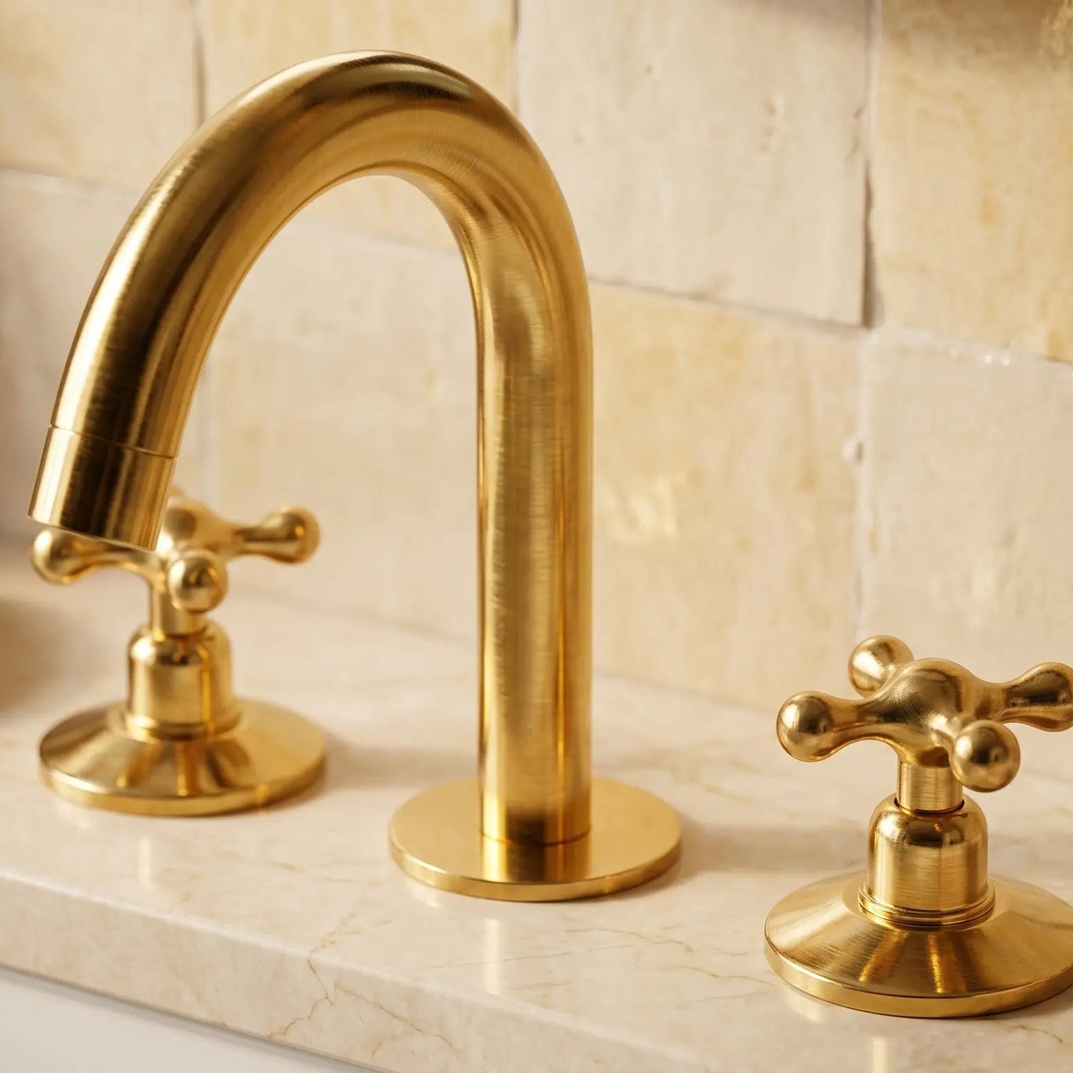 Widespread 3 Holes Solid Brass Faucet, Antique Brass Kitchen Deck Mounted Faucet - handcrafted luxury Kitchen Faucets for kitchen and bathroom interiors by Brooklyn Brass