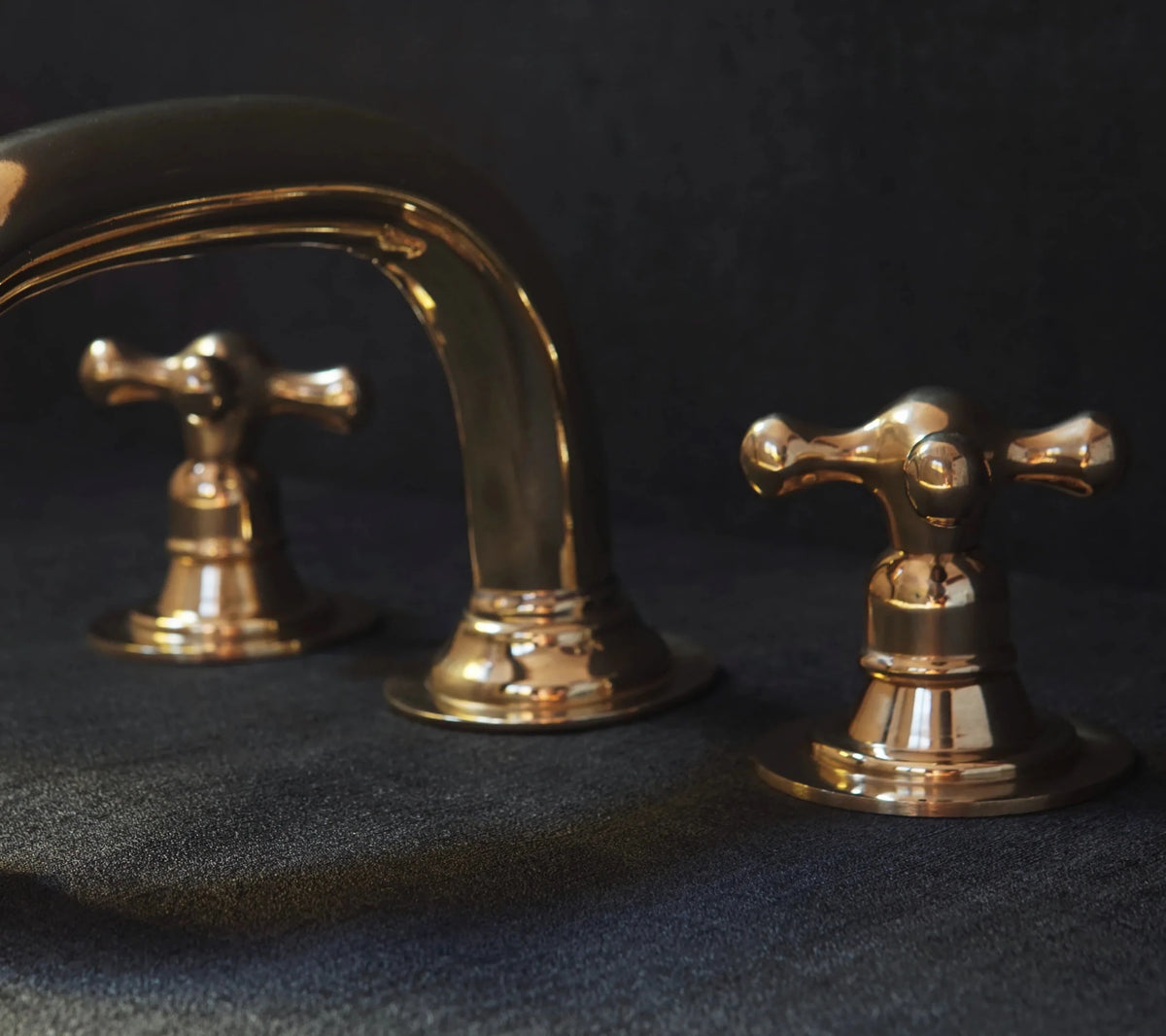 Widespread 3 Holes Solid Unlacquered Brass Faucet, Antique Brass Bathroom Tap - handcrafted luxury Bathroom Faucets for kitchen and bathroom interiors by Brooklyn Brass