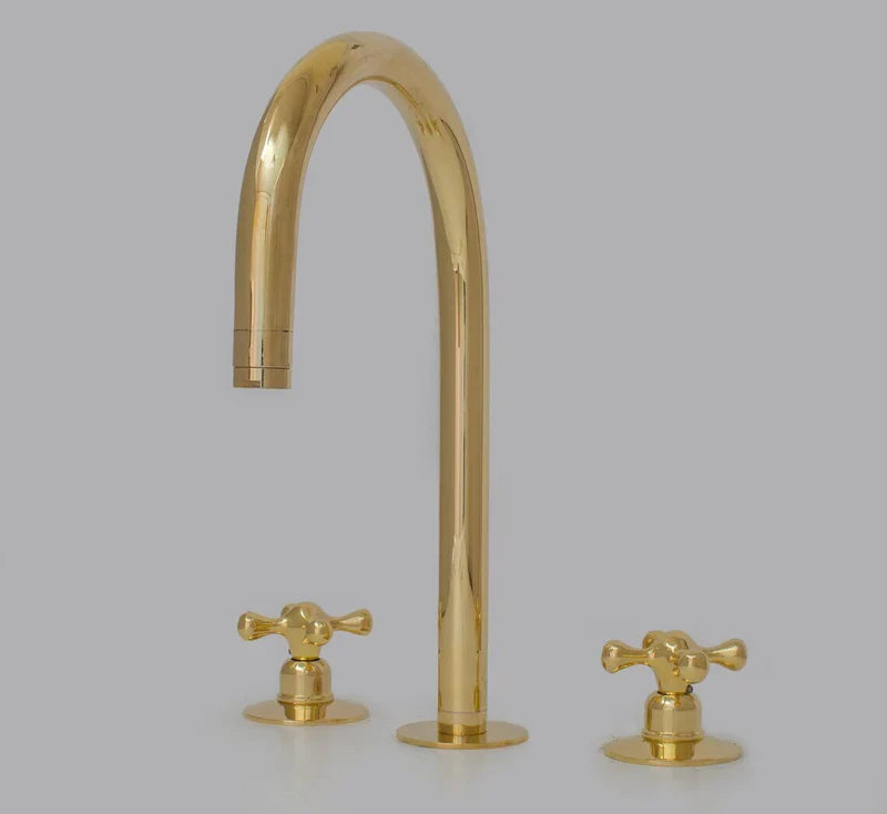 Widespread 3 Holes Solid Brass Faucet, Antique Brass Kitchen Deck Mounted Faucet