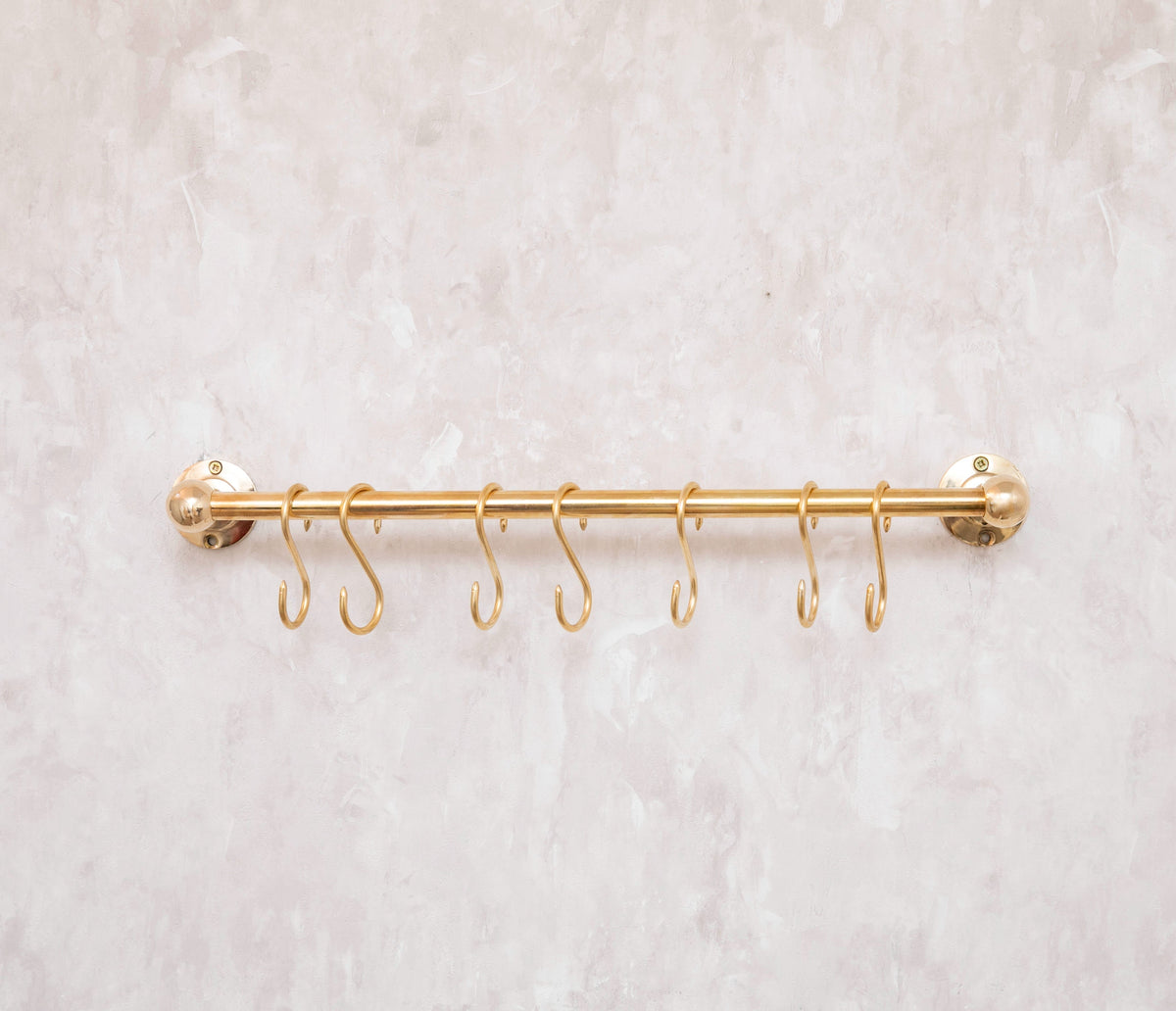 Solid Brass Pot Rail With Hooks, Unlacquered Brass Kitchen Pot Rack, Pot Hangers