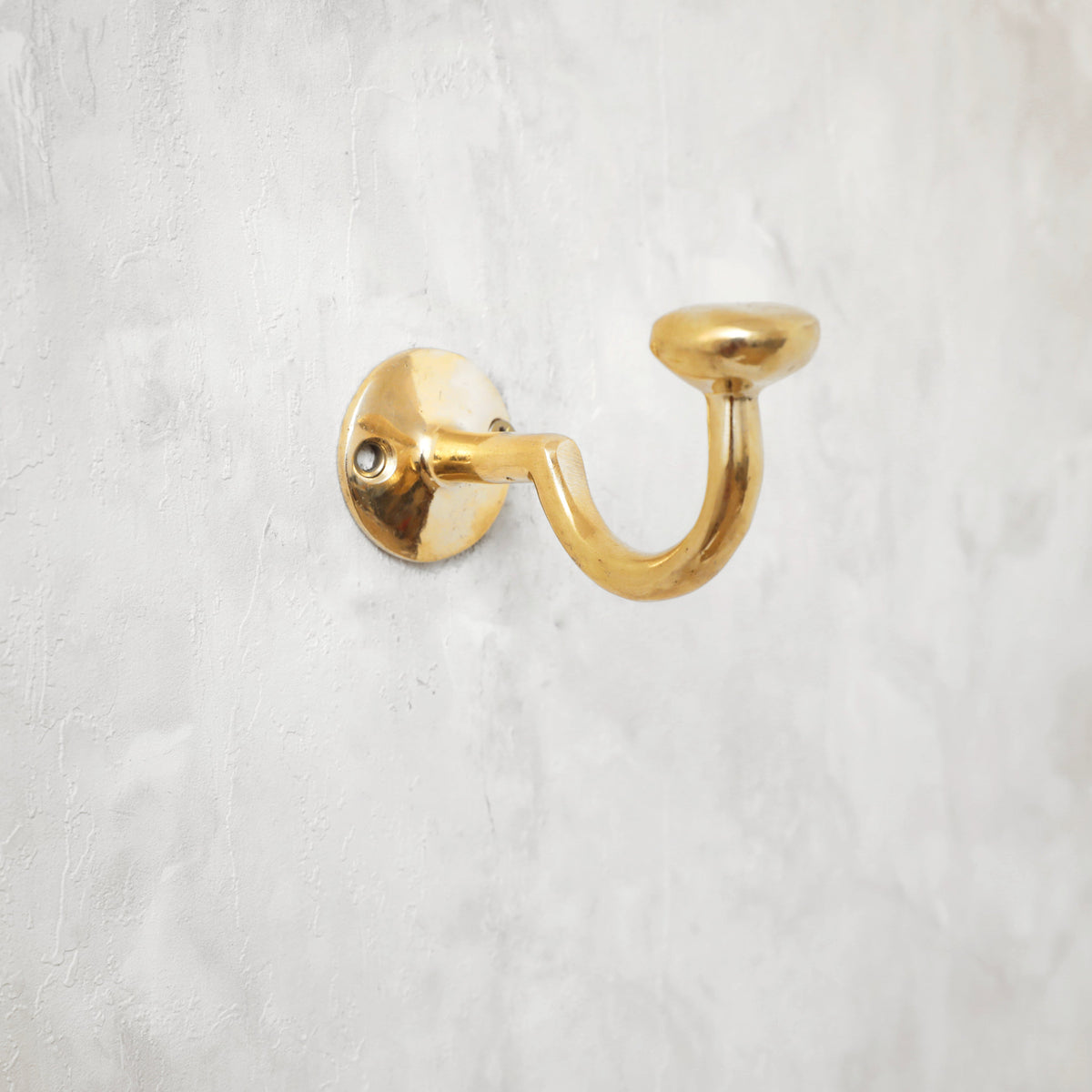 Unlacquered Solid Brass Curved Hook
