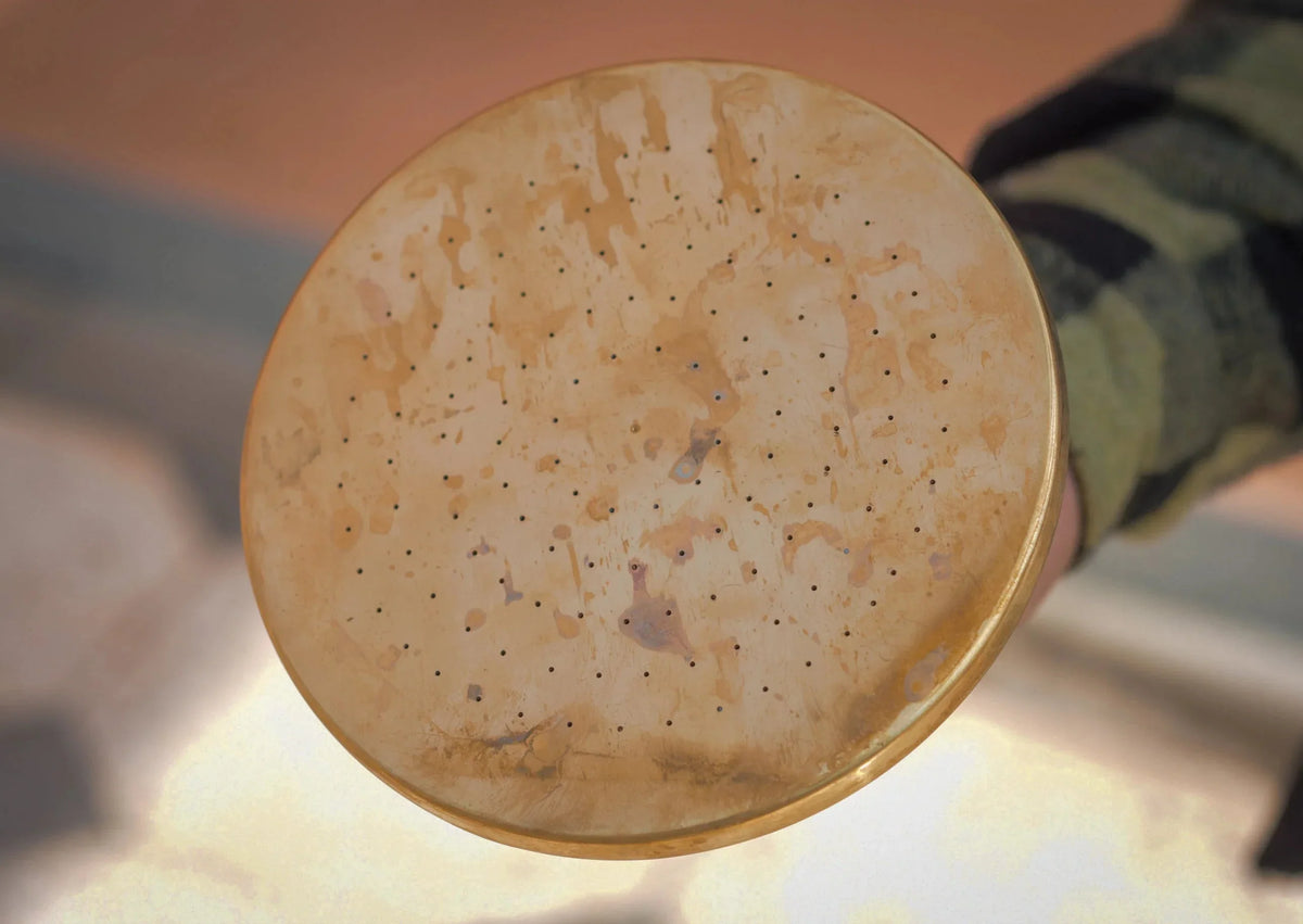 Unlacquered Solid Brass Rain Shower Head, Round Vintage Showerhead, Works Outdoor