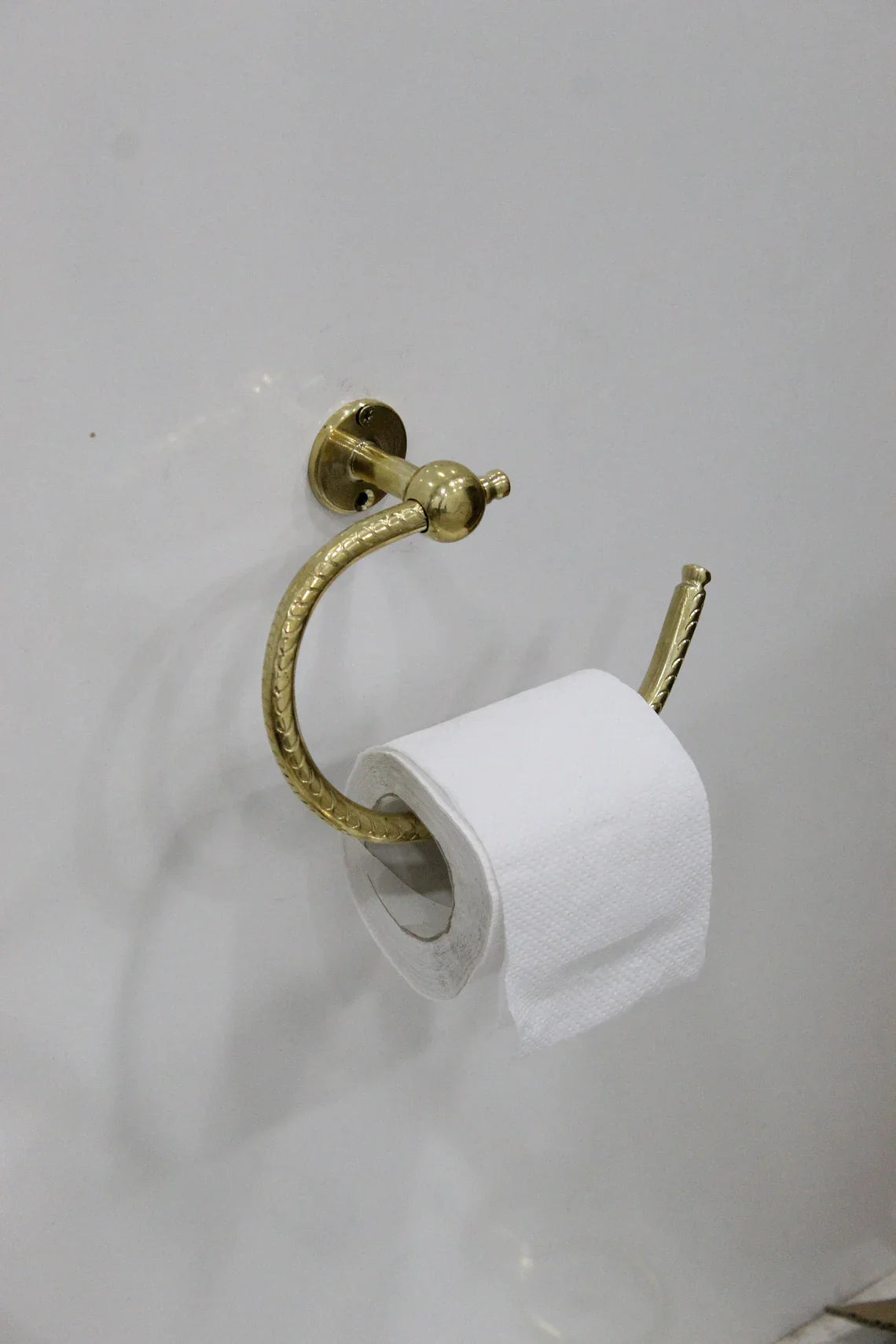 Unlacquered Solid Brass Toilet Paper Holder
