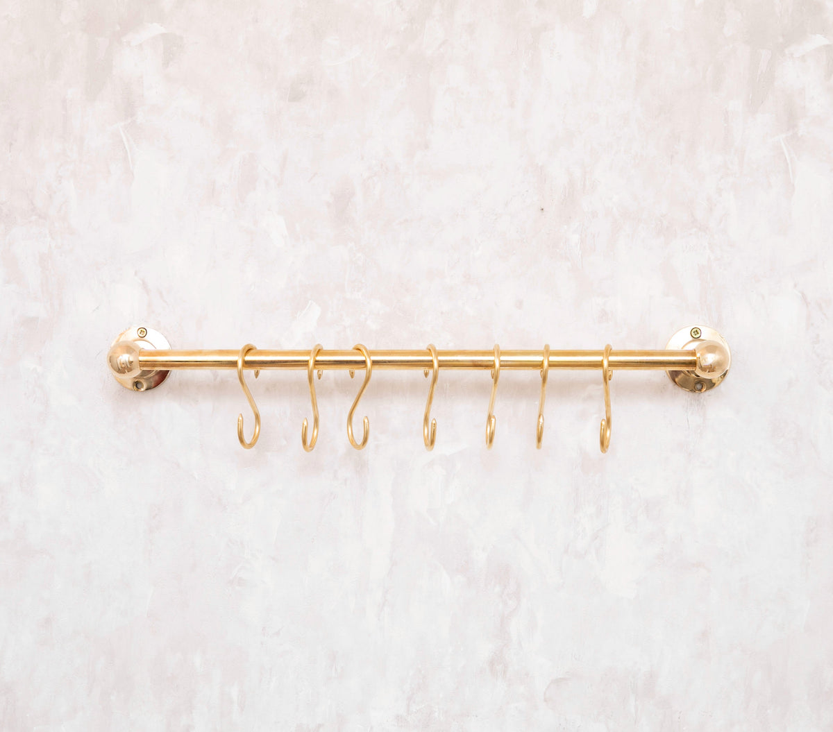 Solid Brass Pot Rail With Hooks, Unlacquered Brass Kitchen Pot Rack, Pot Hangers