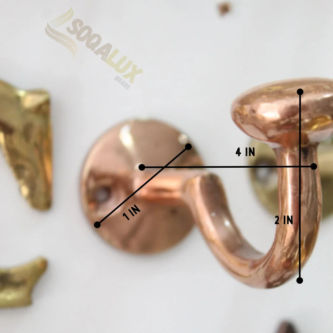 Rustic Wall Mounted Brass Hooks for Bathroom and Coat Hanging