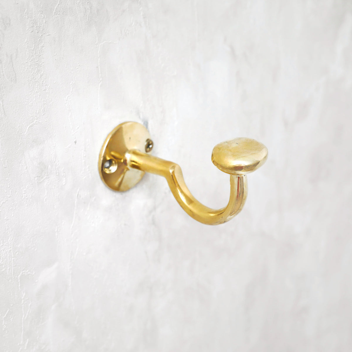Unlacquered Solid Brass Curved Hook