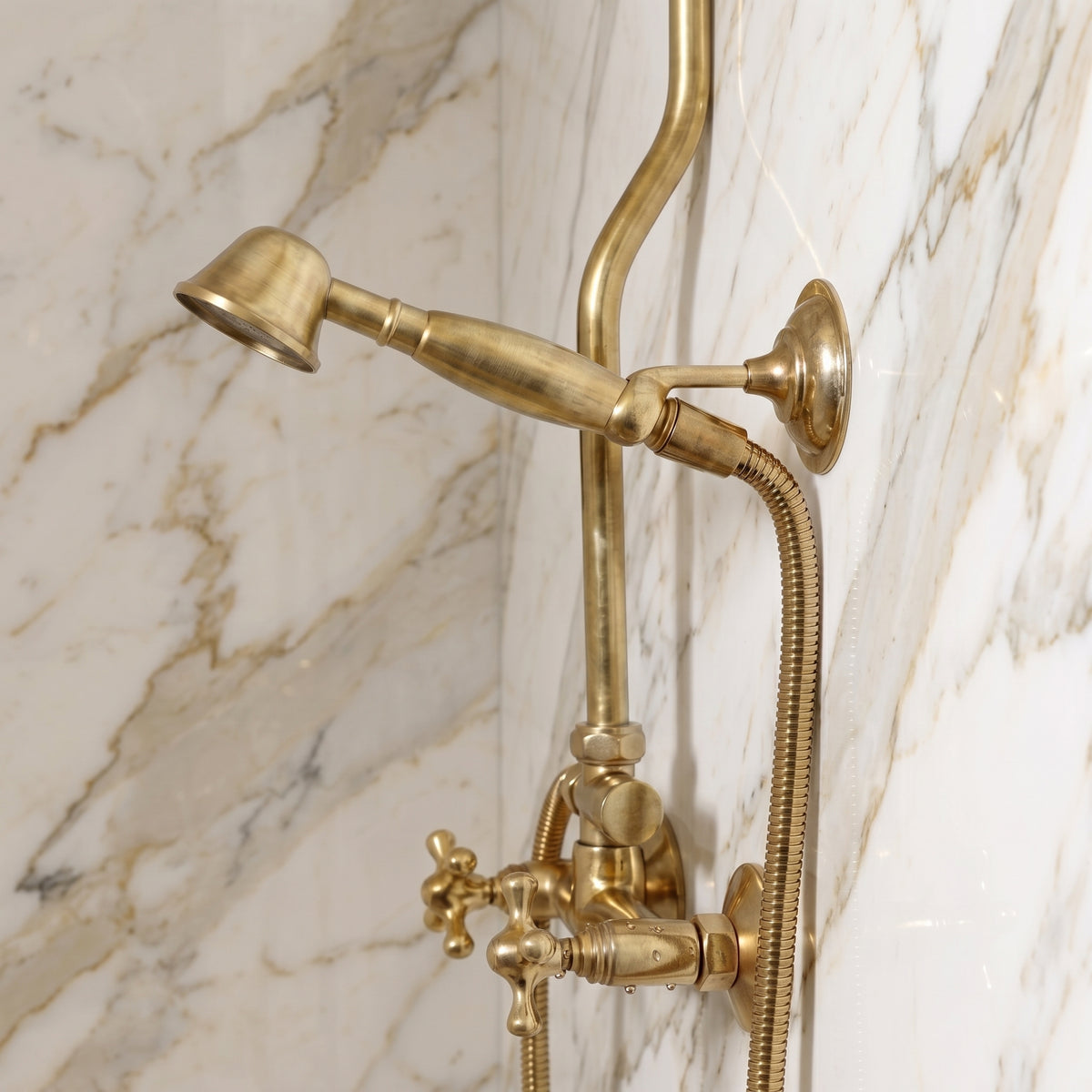 Copper Outdoor Shower System - Solid Copper Wall Mounted
